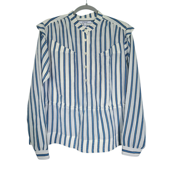 10 Crosby Derek Lam Striped Blouse Top Size 6 - Picture 1 of 8